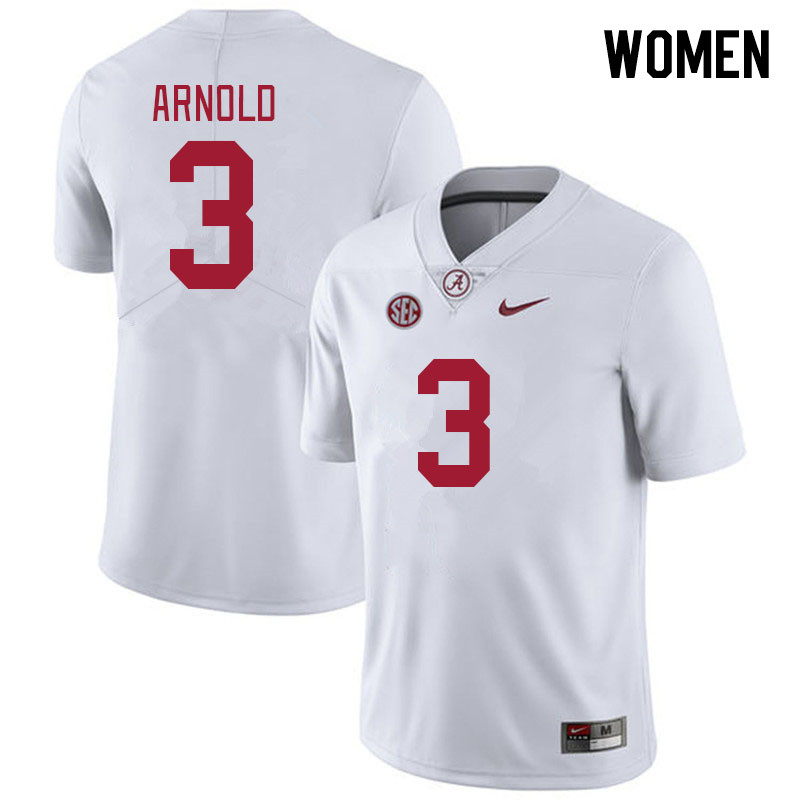 Women #3 Terrion Arnold Alabama Crimson Tide College Footabll Jerseys Stitched-White